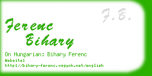 ferenc bihary business card